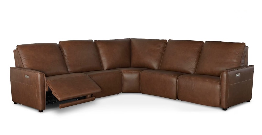 Everett Leather Modular Reclining Sectional-image